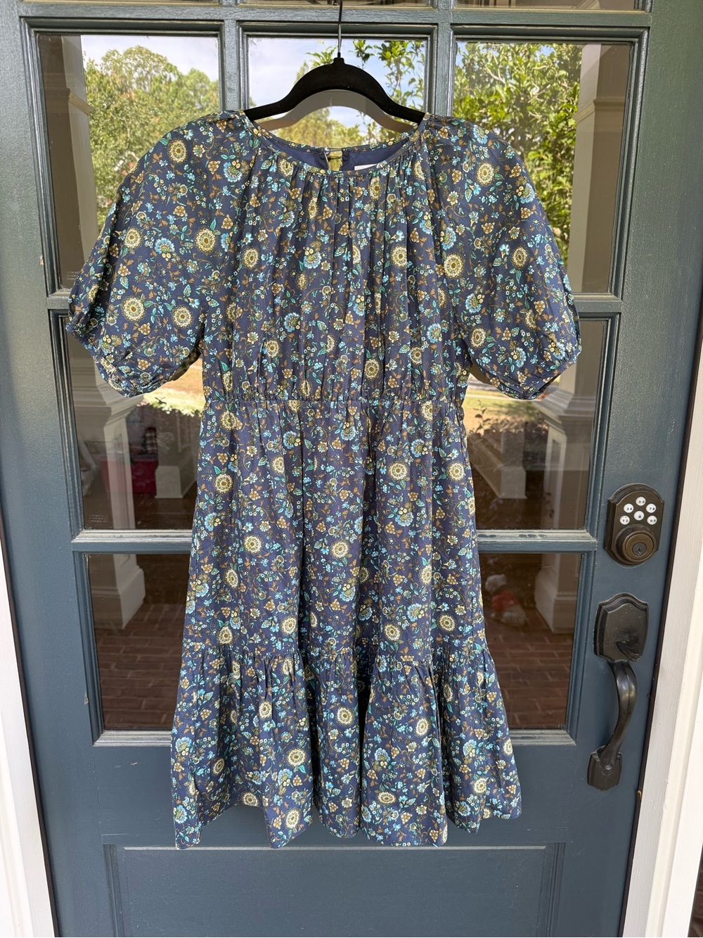 Petal & Pup Navy Blue Floral Puff-Sleeve Dress